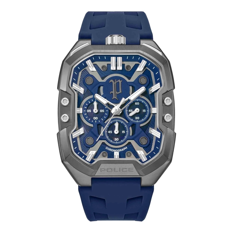 Police Automatikuhr Quarzuhr Bullhead blau