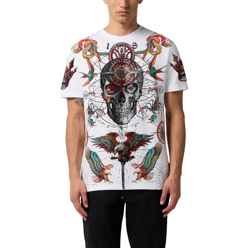Philipp Plein T-Shirt Round Neck T-Shirt Tattoo Stones weiss(Image 3)