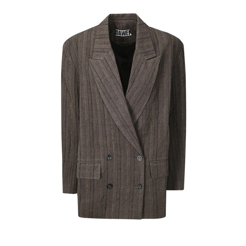 DAWEI STUDIO Blazer Pinstripe Double-Breasted Jacket Brown