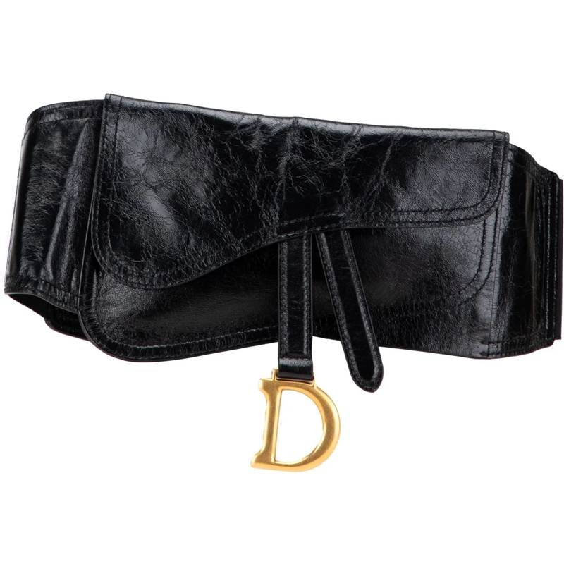 Christian Dior Gürteltasche Crinkled Lambskin Saddle Belt Bag schwarz
