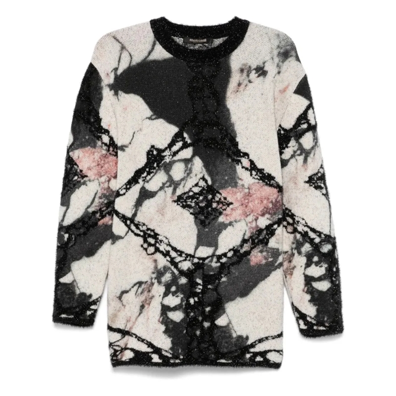 Roberto Cavalli Trui Ribbed Knit Sweater Multicolor