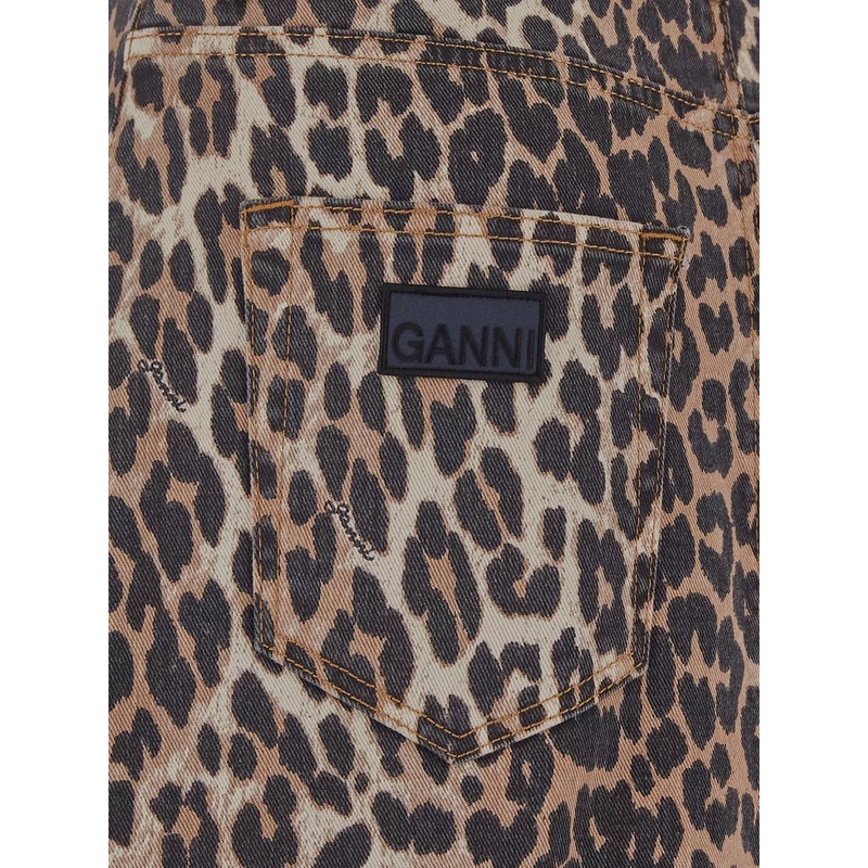 GANNI Maxirock Long Denim Skirt With Leopard Print mehrfarbig(Image 5)