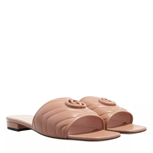 Gucci Womens Slide With Double G In Leather Beige Slip-in skor