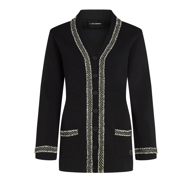 Karl Lagerfeld Gestricktes Oberteil Weste mit Boucl�-Details schwarz
