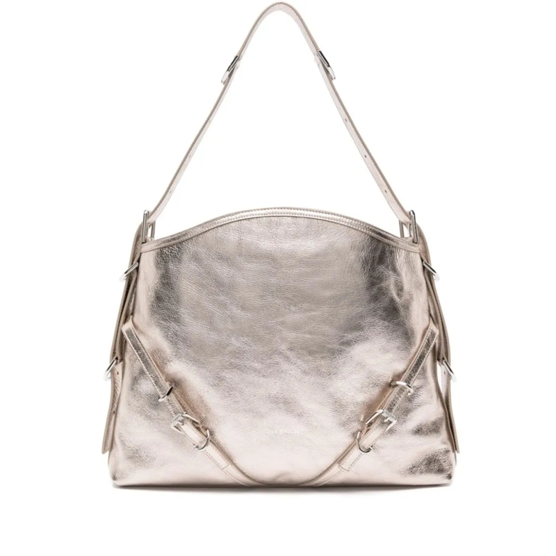 Givenchy Sac à bandoulière Gold-Tone Calf Leather Shoulder Bag Grey