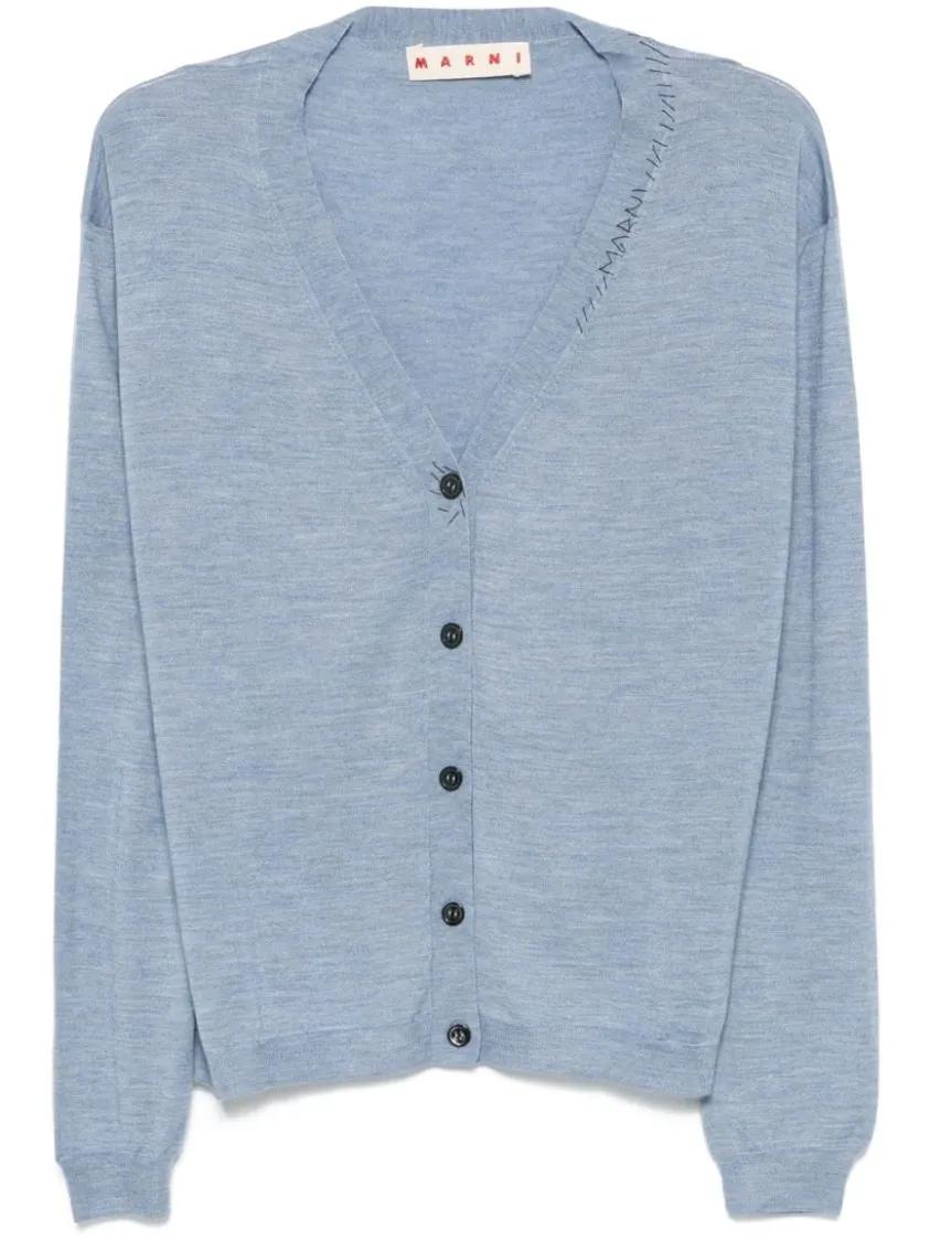 Marni - Light Blue Mending Cardigan - Größe 38 - blau