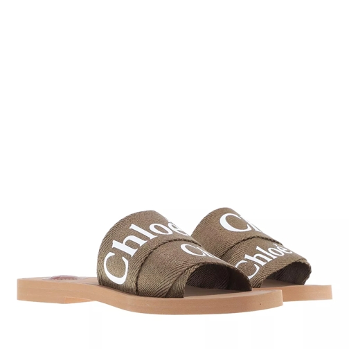 Chloé Woody Flat Sandals Grove Brown Slip-in skor