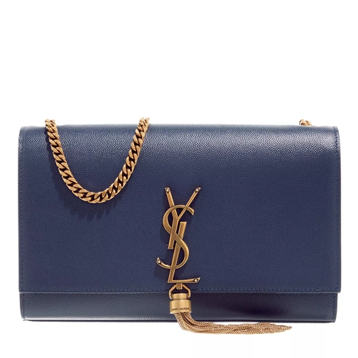 Saint Laurent Kate Medium Chain Bag Embossed Leather Charron Blue Cross body-väskor