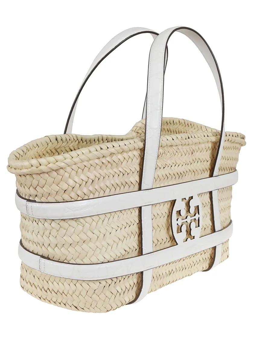 TORY BURCH Shoppers & Totes Ella Straw Basket in wit