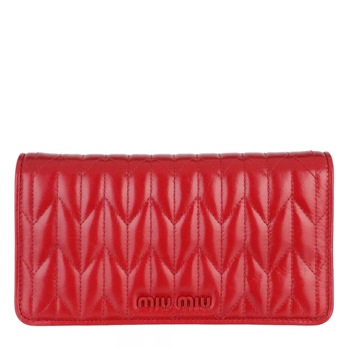 Miu Miu Matelassé Wallet On Chain Leather Rosso Crossbody Bag