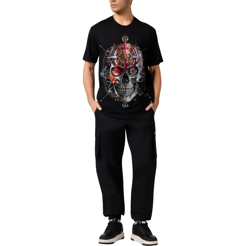 Philipp Plein T-Shirt Round Neck T-Shirt Wind Rose Skull Stones schwarz(Image 4)