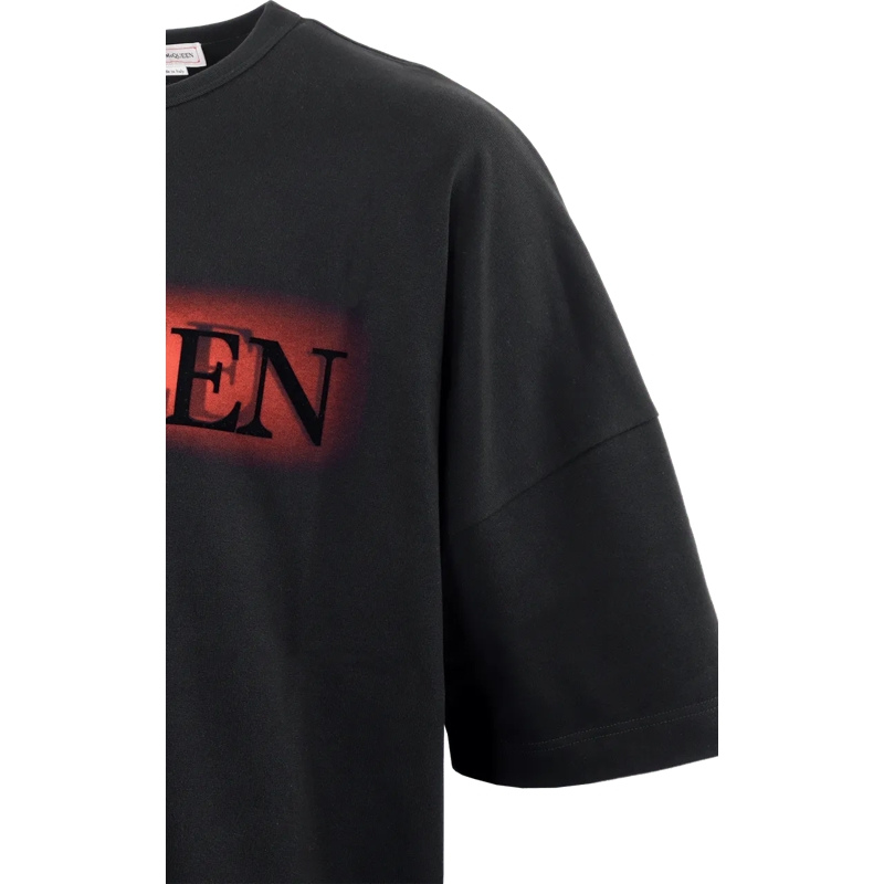 Alexander McQueen T-Shirt Heren Glow Logo T-shirt Zwart schwarz (Image 3)