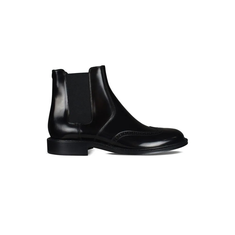 Saint Laurent Stiefel Richelieu Perforated Boots In Black Calf L Black