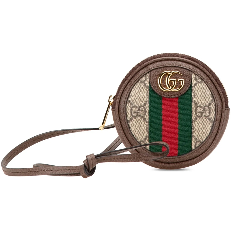 Gucci Schultertasche Mini GG Supreme Ophidia Round Neck Pouch braun