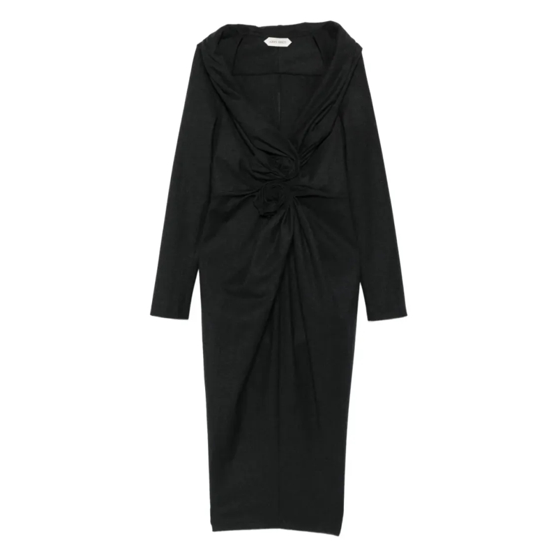 Alberta Ferretti Midi-jurk Flowing Dress With Delicate Draping And Refined Ne Black