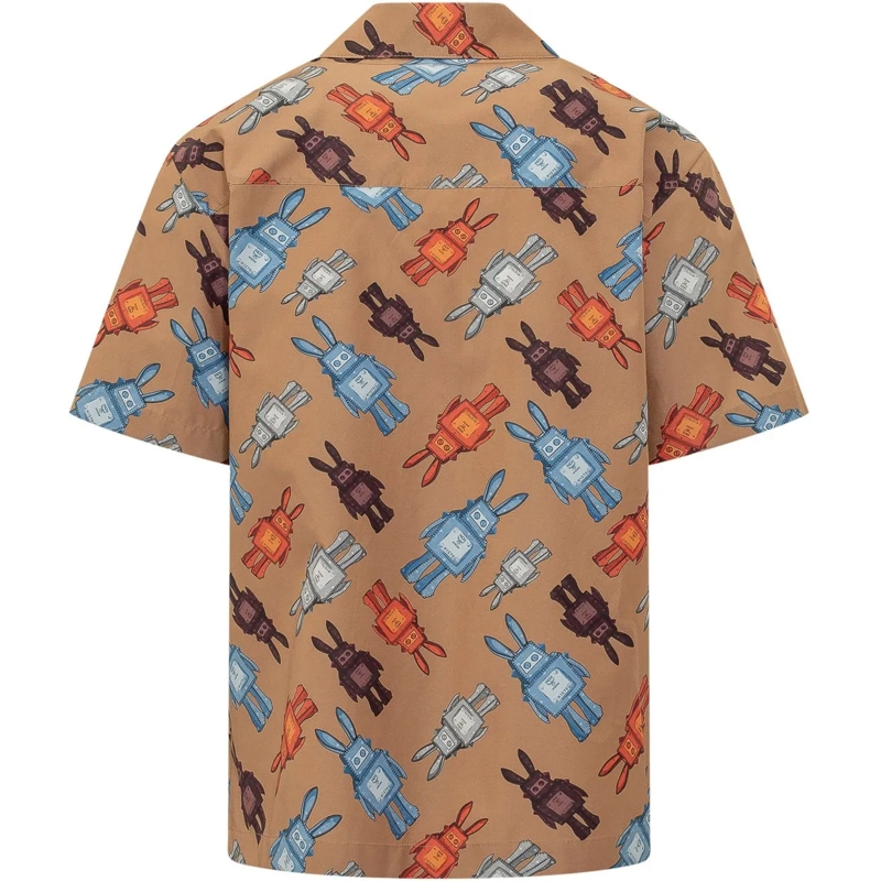 MCM Haut décontracté Camicia a Maniche Corte con Colletto beige(Image 2)