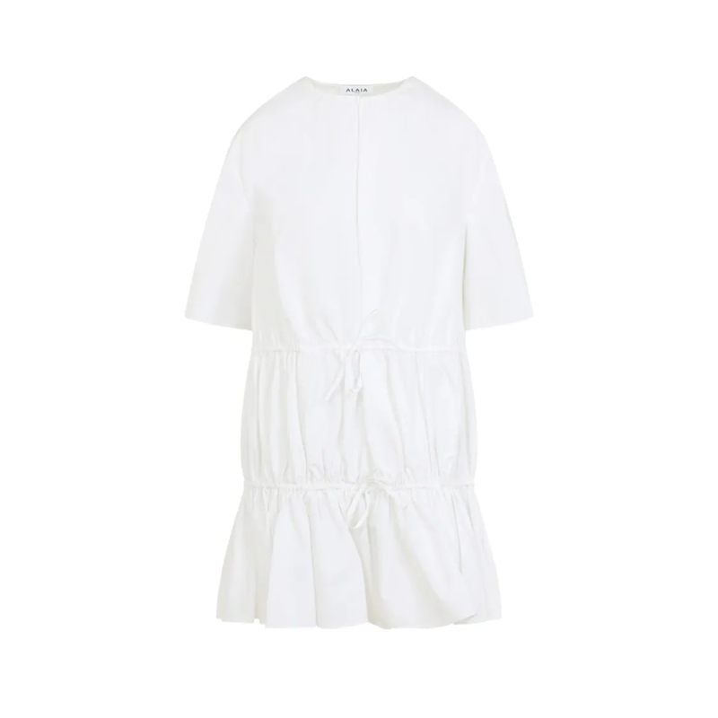 Alaia Minikleid Tiered White Cotton Dress White
