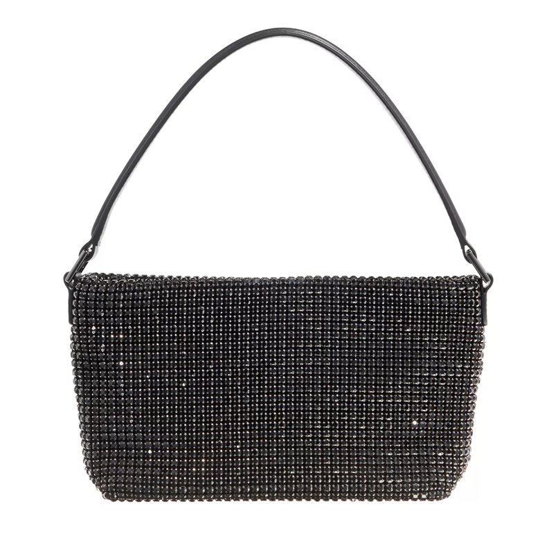 Self Portrait Pochette Diamante Small Hobo Bag Black