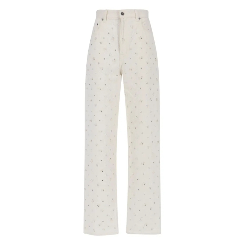 Golden Goose Jeans High-Waisted White Denim Jeans With Crystal White