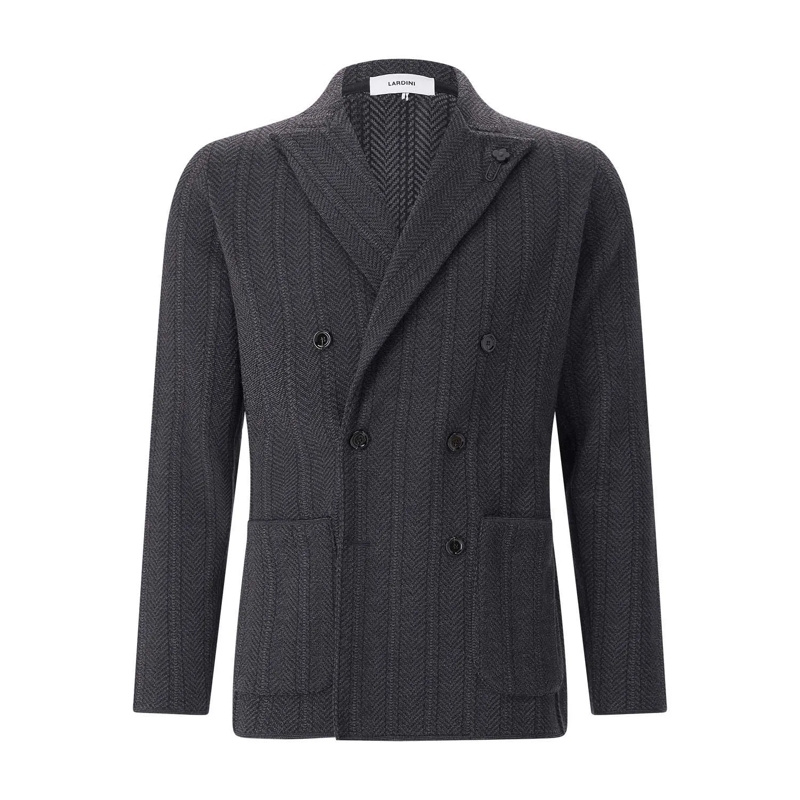 Lardini Anzugjacke Stricksakko aus Schurwolle grau
