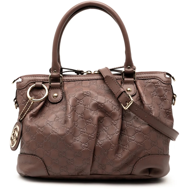 Gucci Schultertasche Guccissima Sukey Satchel braun