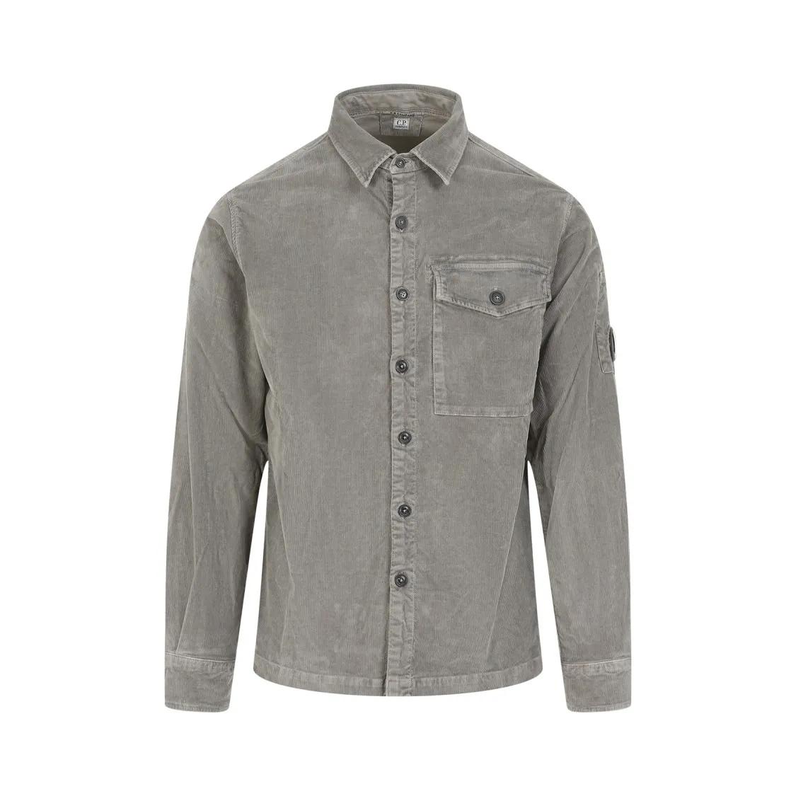 CP Company - Walnut Green Cotton Long Sleeves Corduroy Shirt - Größe XL - grau