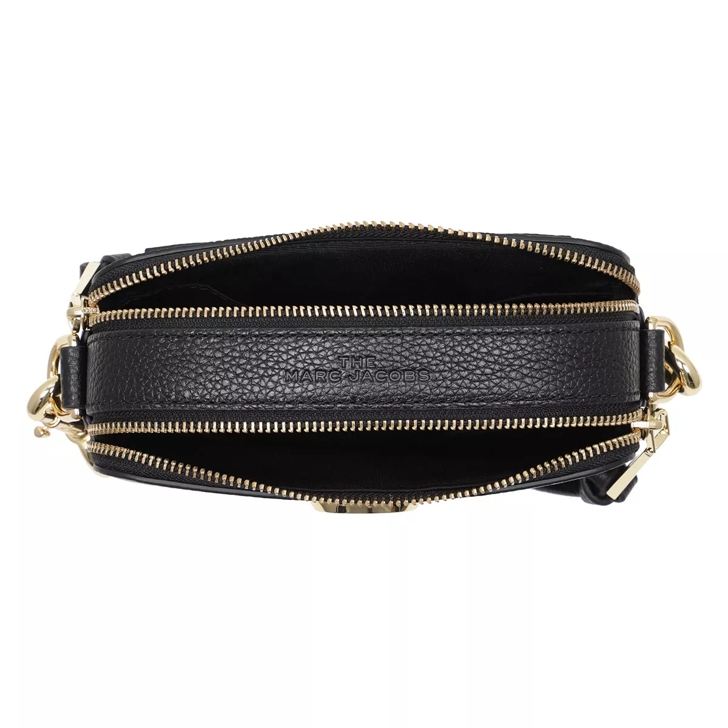 The Snapshot Gilded Leather Crossbody In Black