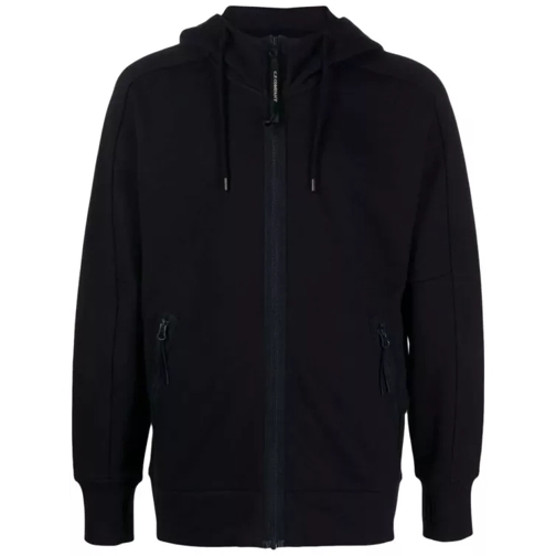 CP Company Goggles-Detail Navy Blue Zipped-Up Hoodie Blue 