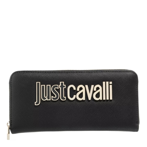 Just Cavalli Range B Metal Lettering Sketch 9 Wallet Black Zip-Around Wallet