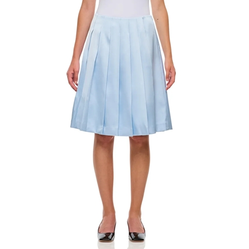 Self Portrait Satin Midi Skirt Blue Midi-kjolar