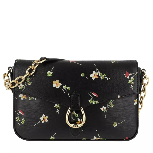 Lauren Ralph Lauren Bennington Flap Crossbody Bag Medium Black Vintage Floral Sac à bandoulière