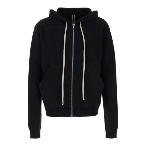 Rick Owens Black Hoodie With Oversized Drawstring In Knit Black 