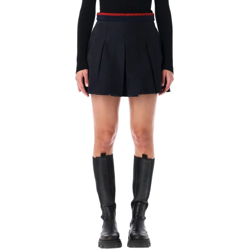 Moncler Minirock Cotton Gabardine Pleated Mini Skirt Black
