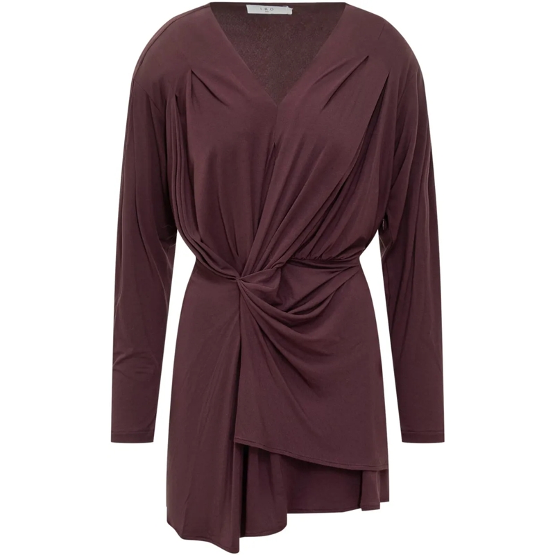 Iro Mini-robe Iro Abito Drappeggiato Bordeaux con Scollo a V braun