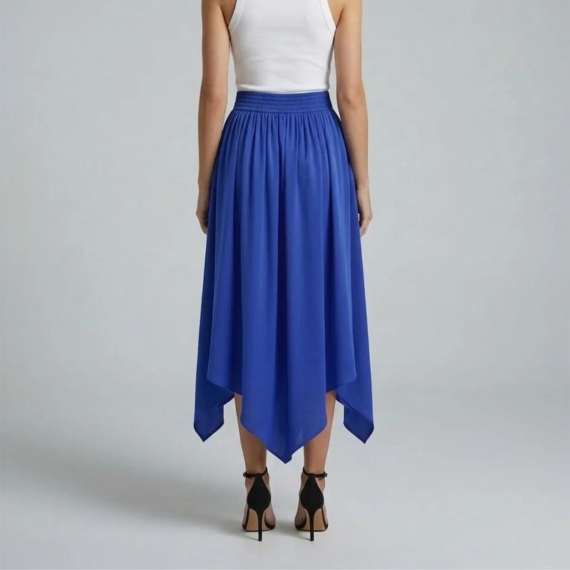 Helene Galwas Midirock Rock aus Seidensatin ILKARE blau(Image 3)