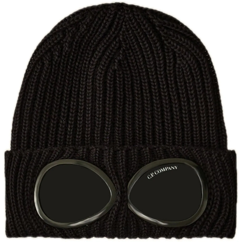 CP Company Hut Extrafine merino wool goggle beanie schwarz