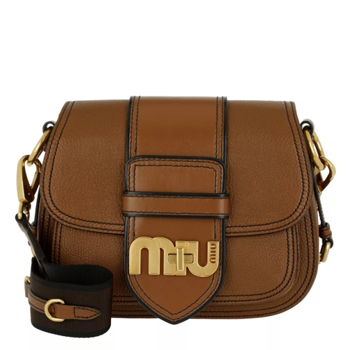Miu Miu Miu Logo Madras Crossbody Brandy Crossbody Bag