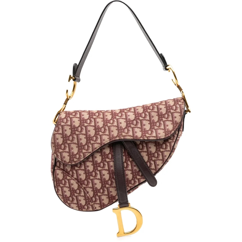 Christian Dior Schultertasche Oblique Canvas Saddle Bag rot