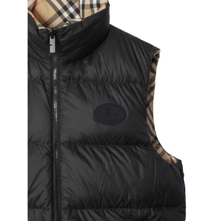Burberry Reversible Down Vest With Check Pattern Neutrals