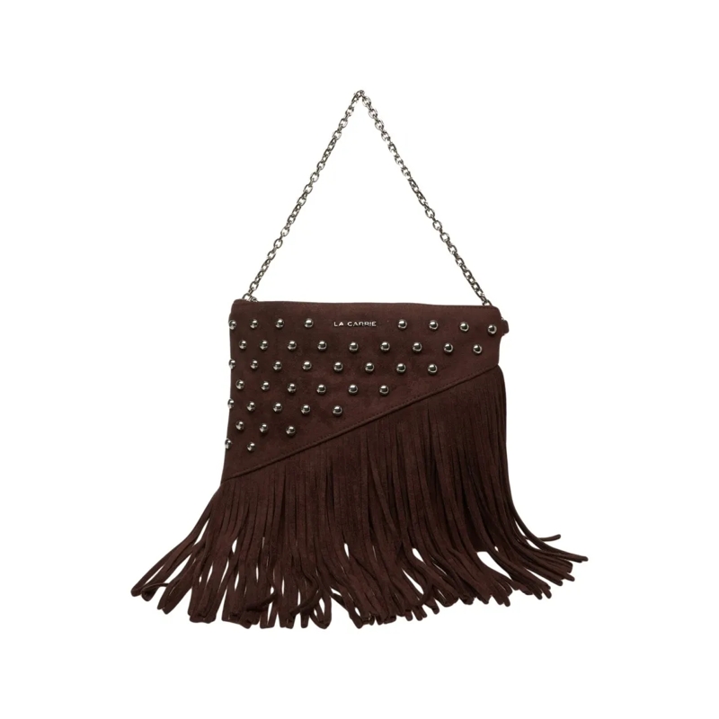 La Carrie Sac à bandoulière Rectangular Brown Suede-Like Shoulder Bag With Fri Black