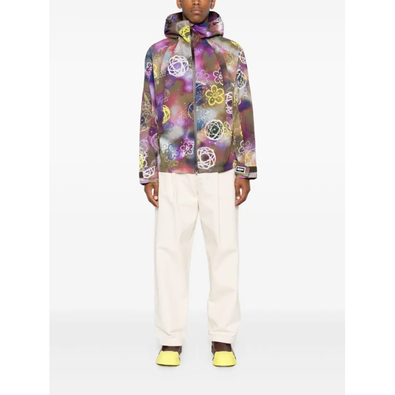 Kenzo Parka Graphic Floral Print Jacket Brown