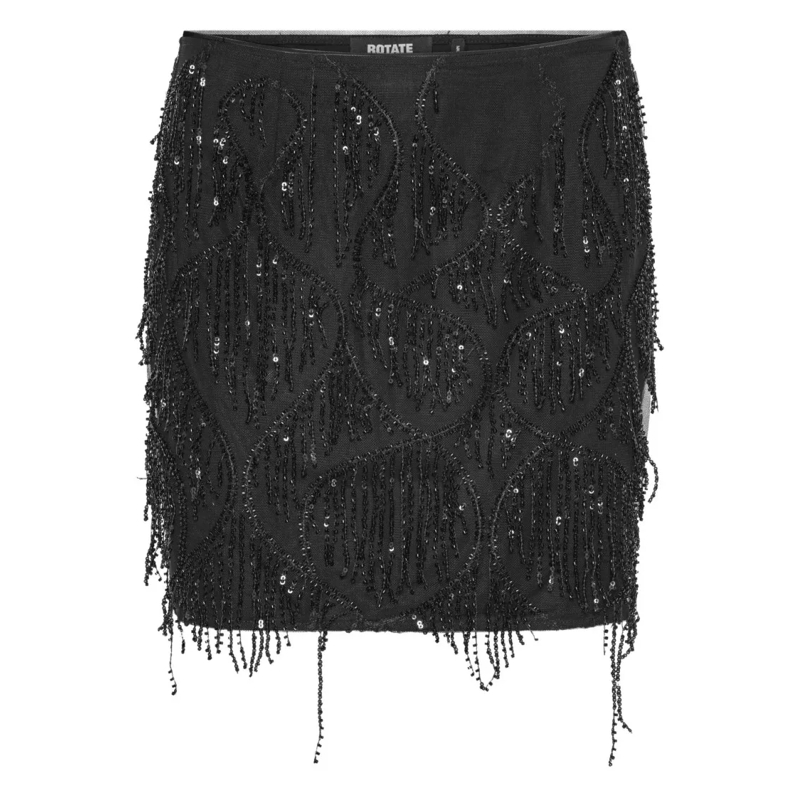 Rotate Minijupe Mini Skirt With Abstract Sequin And Bead Embellish Black