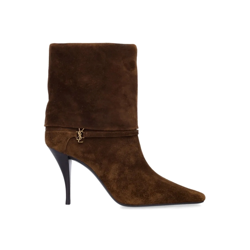 Saint Laurent Stiefel Pointed Toe Stiletto Booties Brown