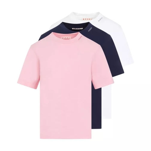 Marni 3 Pack Pink Blue And White Cotton T-Shirt Multicolor 