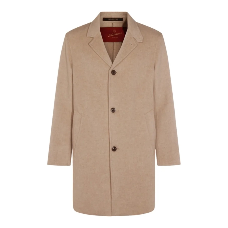 MONTECORE Bontjassen Tailored Beige Coat With Notched Lapel Pink