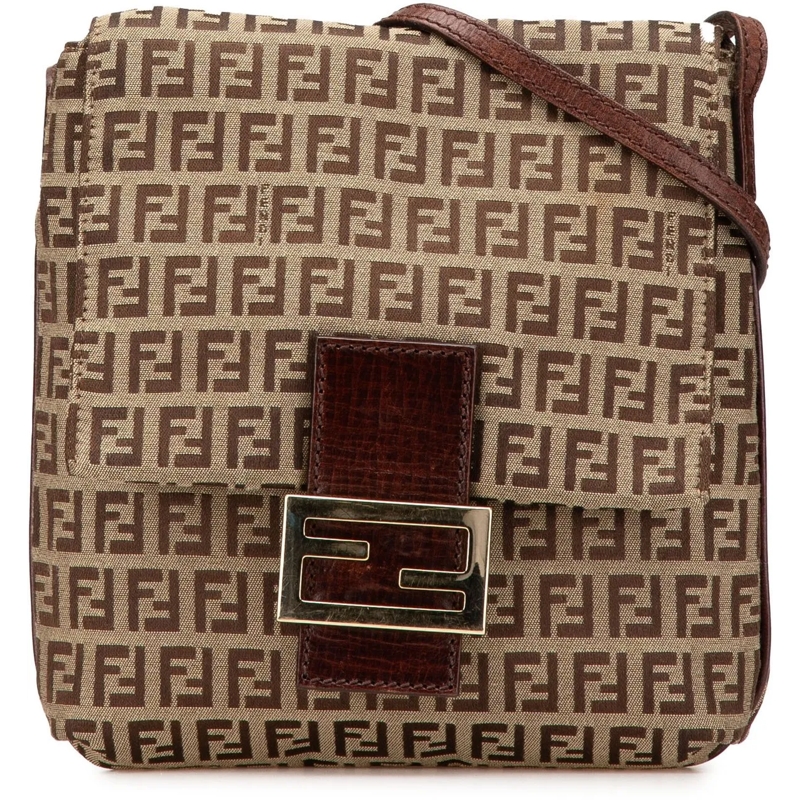 Fendi Schultertasche Zucchino Canvas Crossbody braun