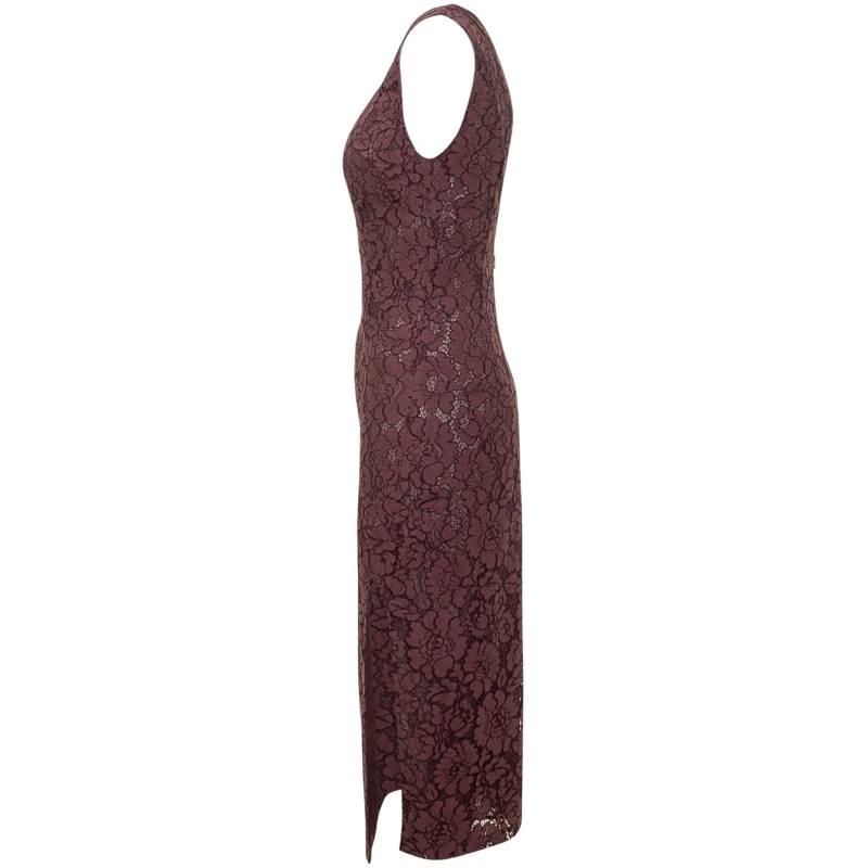 Pinko Robe longue Abito lungo in pizzo Drupa braun(Image 3)