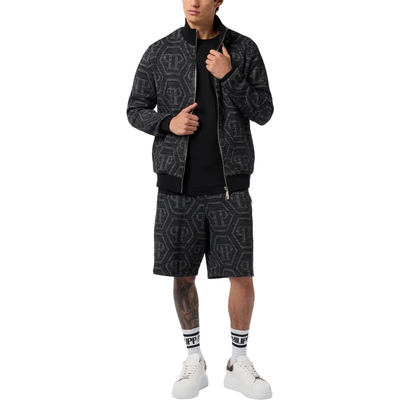 Philipp Plein Daunenjacke Jacquard Tracksuit Jacket Monogram schwarz(Image 4)