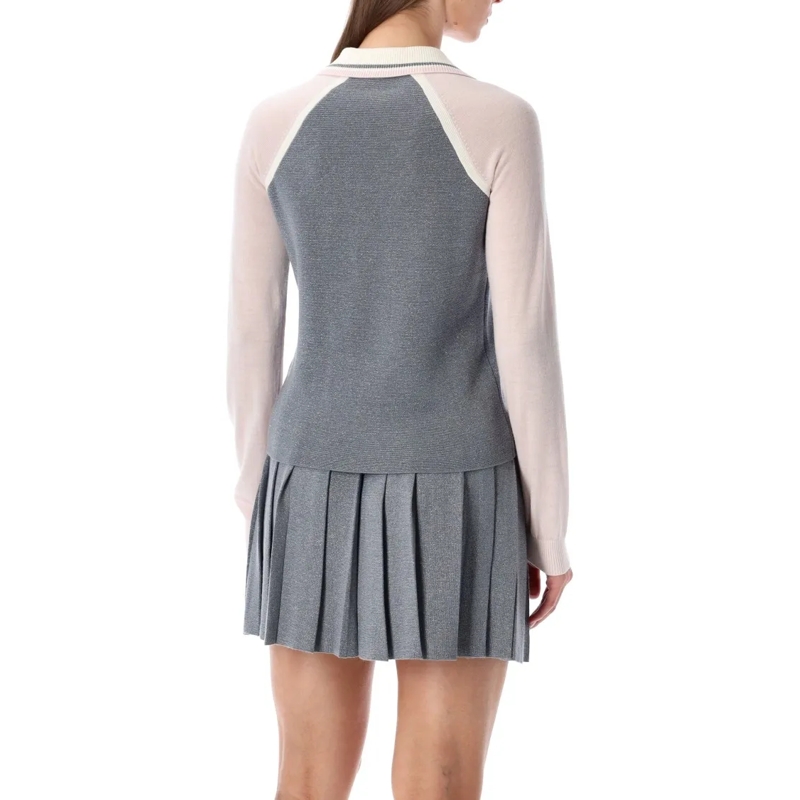 Casablanca Langärmeliges Oberteil Merino Long-Sleeve Tennis Polo Grey