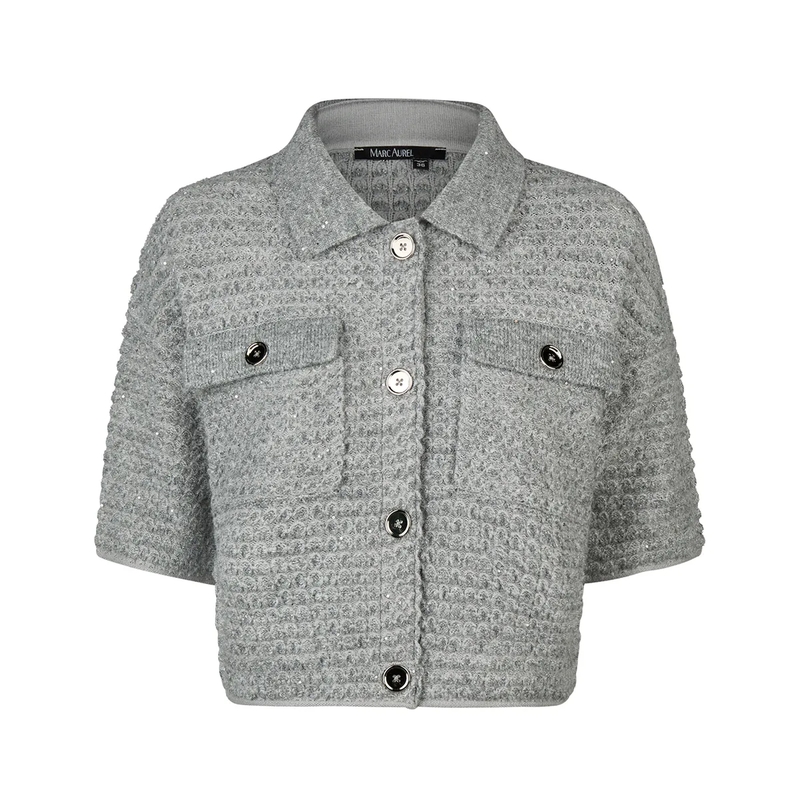 Marc Aurel Strickjacke Strickjacke in sparkling 3D-Optik grau